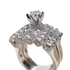 New Trendy Wedding Set Rings For Women 2Pcs Cubic Zirconia Rings Engagement Party Luxury Jewelry