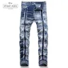 Mens Jeans Distressed Effect Patchwork Y2K Men Vintage Punk Hiphop Denim Pants Streetwear Rock Harajuku Jean Light luxury 230809