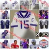 Kans nolan tcu gehoornde kikkers voetbalshirt op maat gemaakte heren jeugd 84 Warren Thompson 52 Ezra Dotson-oyetade 18 Jack bechu truien