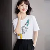 Women's T Shirts Fashion Thin Handmade Sequin Tops Heavy Industry Embroidered Short-sleeved T-shirt Women