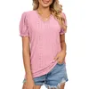 Kobiety Polos Spring i Summer Solid Lace Splice Princess Sleeve Hollow T-shirt T-SHIRT