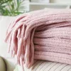 Blankets Leisure Solid Color Soft Blanket For Sofa Cover Towel Knitted Lap Tassel Tablecloth Tapestry Home Bedspread Decoration