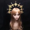 Jóias de cabelo de casamento feitas à mão Lolita Halo Crown Faróis Deusa Headdress Headdress Gothic Sun Com Bead Chain Para Gravidez Po 230809