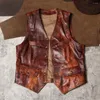 Men's Vests Asian Size Quality Cow Skin Waistcoat Leather Vest