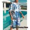 Men's Tracksuits Summer Men Fashion Tracksuit Vintage T-Shirt Shorts Suit Casual Outfit Set Male 2 Pieces Hawaiian Vacation Style Clothing 230810