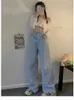 Jeans Feminino Y2K Roupas de Verão Para Mulheres Calças Retas de Cintura Alta Feminino Sexy Calças Ocas com Cadarço Moda Coreana