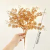 Chinese Style Products 1PC Simulated Golden Gingko Leaves Eucalyptus Leave Plastic Fan Leaves Christmas Home Wedding Decoration Artificial Flowers