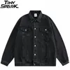 Мужские куртки Men Streetwear Retro Vintage вымытая джинсовая куртка разорванная карманная хип -хоп джинсы Harajuku.