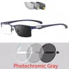 Reading Glasses Square Pochromic Myopia Eyeglasses Men Chameleon Or Sun Prescription Glasses Women Half Metal Frame -0.5 -0.75 -1.0 -2 To -6 230809
