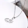 Nouvelle mode évidé chat couché pendentif colliers femmes Simple longue chaîne collier en acier inoxydable fête bijoux cadeau SN001