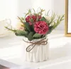 マカロンカラフルなノルディックモダン模倣セラミックプラスチックフラワー花瓶無敵の結婚式の誕生日アートホームアレンジメント装飾HKD230810