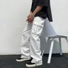 Мужские штаны Eoenkky/ White Casual Fashion Lose Straight Leg Men Men Streetwear Hip-Hop Pocket Mudsers Mudsers