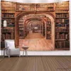 Tapestries Vintage Bookshelf Tapestry Magic Castle Witch Broom Wall Hanging Library Tapestries for Bedroom Living Room College Dorm Decor R230810