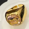 Ladies Golden Diamond Ring Gorgeous 18K Gold Plated Open Square Diamond Ring Personalized Fashion Jewelry