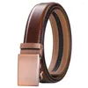 Belts Luxury 3.5cm Width High Quality Cowhide Genuine Leather Belt For Men Business Metal Automatic Ratchet Buckle Male B362