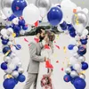 Feestartikelen voor andere evenementen 146-delig Marineblauw Wit Ballon Garland Kit Koningsblauw Zilver Confetti Latex Ballon Boog Bruiloft Babyshower Verjaardagsfeestje Decor 230809