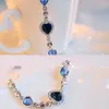 Charm Bracelets Exquisite Lucky Bracelet for Female AAA Cubic Zirconia Blue Crystal Heart Charm Bracelet Wedding Fine Jewelry Accessories Gift