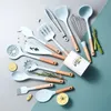 Cooking Utensils 1PCS White Silicone Kitchenware Extended Head Spatula Kitchen Tool Modern Minimalist Solid Wood Handle Baking 230809