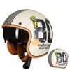 Capacetes de motocicleta adulto rosto aberto meio couro capacete moto vintage 3/4
