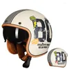 Casques Moto Adulte Open Face Demi Cuir Casque Moto Vintage Moto 3/4