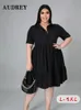 Robes de taille plus de la taille de la mode Robe de chemisier décontracté élégant fêtard ruché dames pour femmes 2023 vestidos de bureau de bureau d'été 5xl 230810