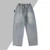 سراويل جينز للرجال غسلها سراويل جينز مستقيمة الربيع في الخريف أرفار الشارع غير الرسمية بانتالونس هومبر الذكور ملابس MA759
