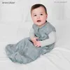 Pyjamas isolerad baby sovsäck unisex ärmlös bomullsbädd mjuk sommar baby sovväska z230811