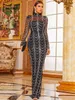 Missord Sequins See Though Women Maxi Evening Dresses Autumn Winter High Neck Wave Elegant Long Sleeve Bodycon Party Dress T230810