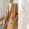 0C4158n1 Autumn and Winter Women's Wool and Blends Double Sided Cashmere Coat Medium Long Double Breasted Wool