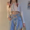 Vrouwen Jeans Y2K Zomer Voor Vrouwen Kleding Hoge Taille Rechte Broek Girly Sexy Hollow Out Lace-Up Broek koreaanse Mode