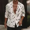 Men's Casual Shirts 2023 Fashion Shirt Lapel Graffiti Ink Painting Flower Butterfly Outdoor Retro High Quality Material Top Plus Size