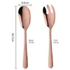 Dinnerware Sets Long-handled Set Salad Fruit Sweet Soup Spoon And Fork 2 Piece Cutlery - Rose Gold