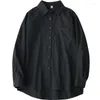 Kvinnors blusar Houzhou Basic Black Shirt Kvinnor Hösten långärmad fast färg Vit knapp upp kvinnlig estetik Preppy alla matchar kläder