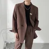 Мужские костюмы Blazers с двойной грудью Blazer Pant 2pcs Мужская уличная одежда модные кассовые корейские офисные платья Наборы свадебной куртки мужчины 230809