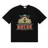 Rhude Men Tshirt Designer Tirt تمرين للرجال قمصان كبيرة الحجم تي شيرت 100 ٪ من القطن