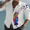 Men's Casual Shirts 2023 Fashion Shirt Lapel Graffiti Ink Painting Flower Butterfly Outdoor Retro High Quality Material Top Plus Size