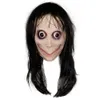 Party Masks Molezu Zabawna przerażająca maska ​​imprezowa lateks Cosplay Cosplay Full Head Momo Mask Big Eye With Long Peruki Masquerade Halloween Party 230809