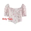 Tvådelad klänning 2023 Summer Women's Sweet Pink Set Korean Lady graciösa korta toppar kjolar outfit mode puff hylsa skjortan