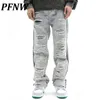 Mens Jeans PFNW Spring High Street Side Zippers Chic Waved Out Techwear Casual Straight Personality Summer Denim Pants 12A8311 230809