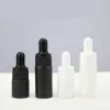 Toptan Lüks Mini 10ml Mat Siyah Beyaz Esansiyel Yağ Cam Pipet Damlası Şişe 5ml Toptan LL