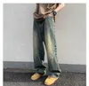 جينز الرجال 2023 الرجال يصنعون بنطلون سراويل قديمة عريض الساق كبير الحجم الكوري مريح الهيب هوب هوب A134