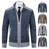 Men's Jackets Male Patchworked Sweater Coat Mens Cold Winter Jacket Y2K Fashion Casual High Collar Open Jumpers Knit Zipper Cardigan