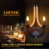 Lampada da parete Vintage Loft Double Heads Marble Stone Shaded Hand Knitted Corde Retro Aisle Sconce Industrial Light