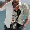 Men's Casual Shirts 2023 Fashion Shirt Lapel Graffiti Ink Painting Flower Butterfly Outdoor Retro High Quality Material Top Plus Size