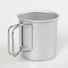 300ml/10oz Aluminum Alloy Camping Coffee Mug Lightweight Backpacking Cup Foldable Handle Outdoor Hiking Picnic Open Fire Cooking HW0074