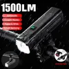 Rower Lights Rockbros Bike Light 1500LM5000MAH Type-C Rower Light Temperatura Kontrola IPX6 Aluminium LED Lampka Lampa przednia Lampa Cykling HKD230810