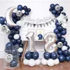 Andra evenemangsfestleveranser 18: e 30 -årsdag Ballonger Decor 40 50 år gammal födelsedagsfestdekorationer för män Kvinnor Blue Confetti Balloon Garland Arch 230809