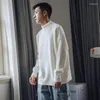 Pulls pour hommes 2023 hiver couleur unie Semi-col roulé épais chaud pull tendance tricots Version coréenne pull ample blanc