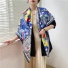 Twill Silk Scarf Women Horsehead Carriage Tryck Square Scarves mode Versatile Wrap Female Foulard Large Hijab Shawl Neckerchief 130*130cm