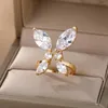 Cluster Anneaux Papillon Pour Femmes Grand Zircon Réglable Bague Minimaliste Géométrique Fine Bijoux De Noël Cadeau De Fête Bijoux Femme